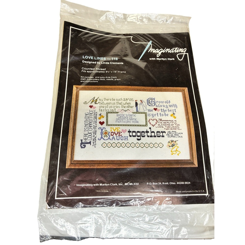 Imaginating with Marilyn Clark Love Lines -118 NIP Sealed Embroidery Kit
